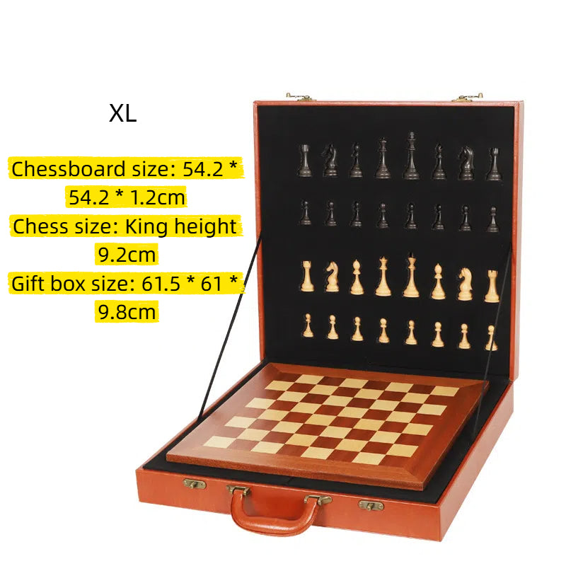 Ajedrez internacional de madera maciza, tablero de ajedrez de madera, juego de ajedrez occidental de lujo para adultos.
