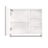 Modern 32x28 inch bathroom storage cabinet with mirrors, LED lights, multi-layer storage compartments, and towel racks - V.I.P Digital Presence