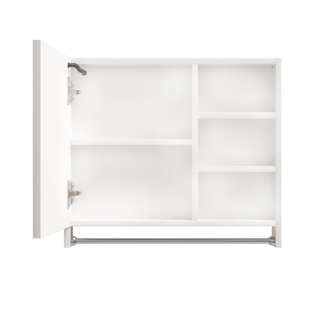 Modern 32x28 inch bathroom storage cabinet with mirrors, LED lights, multi-layer storage compartments, and towel racks - V.I.P Digital Presence