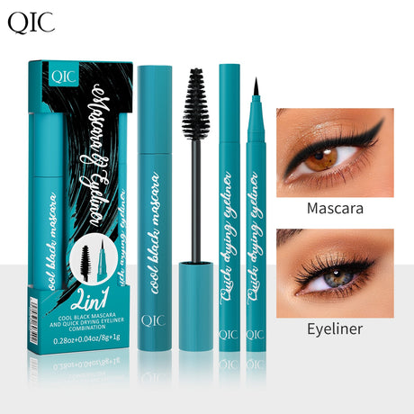 QIC Green Box 2in1 Eyeliner + Mascara Set Waterproof and Smudge-free Long, Thick and Curled Makeup - V.I.P Digital Presence