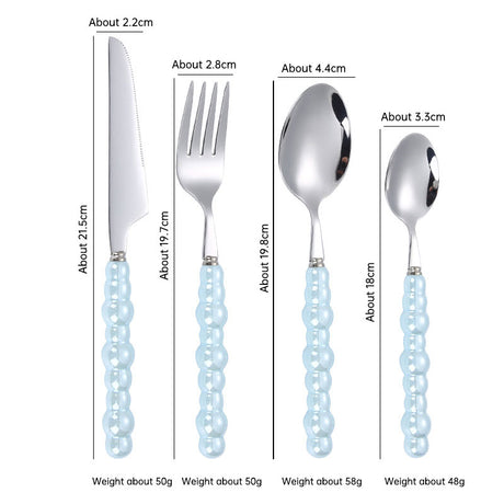 304 stainless steel knife and fork spoon creative pearl ceramic handle tableware western steak knife and fork dessert spoon - V.I.P Digital Presence