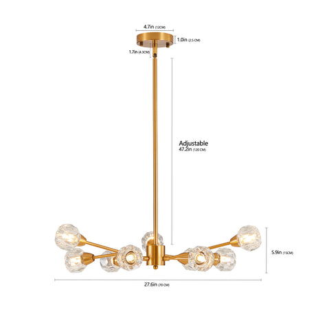 Modern Crystal Chandeliers, 9 Lights Golden Chandelier for Living Room Bedroom (Bulbs Not Included) - V.I.P Digital Presence