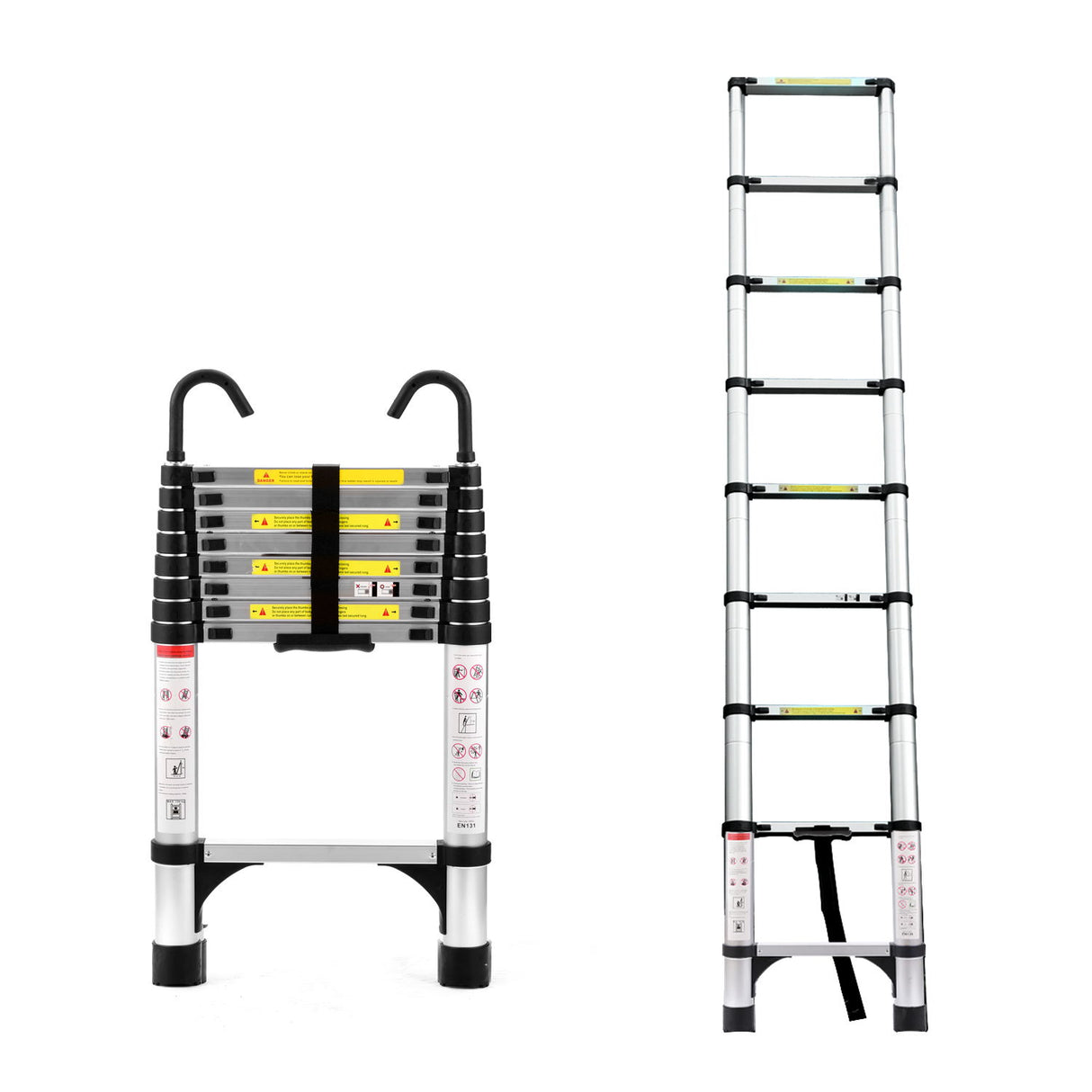 8.5FT telescopic ladder made of aluminum alloy, versatile folding telescopic ladder with hooks and triangular support frame - V.I.P Digital Presence