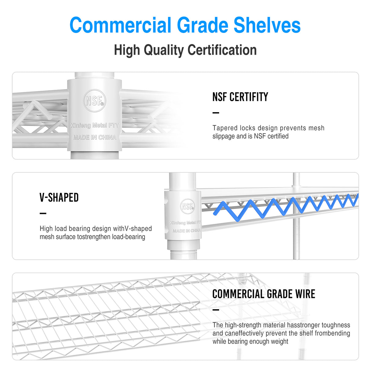 6 Tier Wire Shelving Unit  6000 LBS NSF Height Adjustable Metal Garage Storage Shelves with Wheels  White