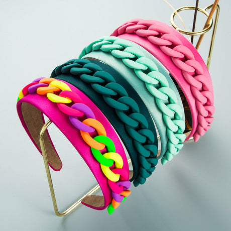 Headband New Fashion Personality Pastoral Style Female Wide-Brimmed Color Chain Decoration Macaron Color Headband - V.I.P Digital Presence