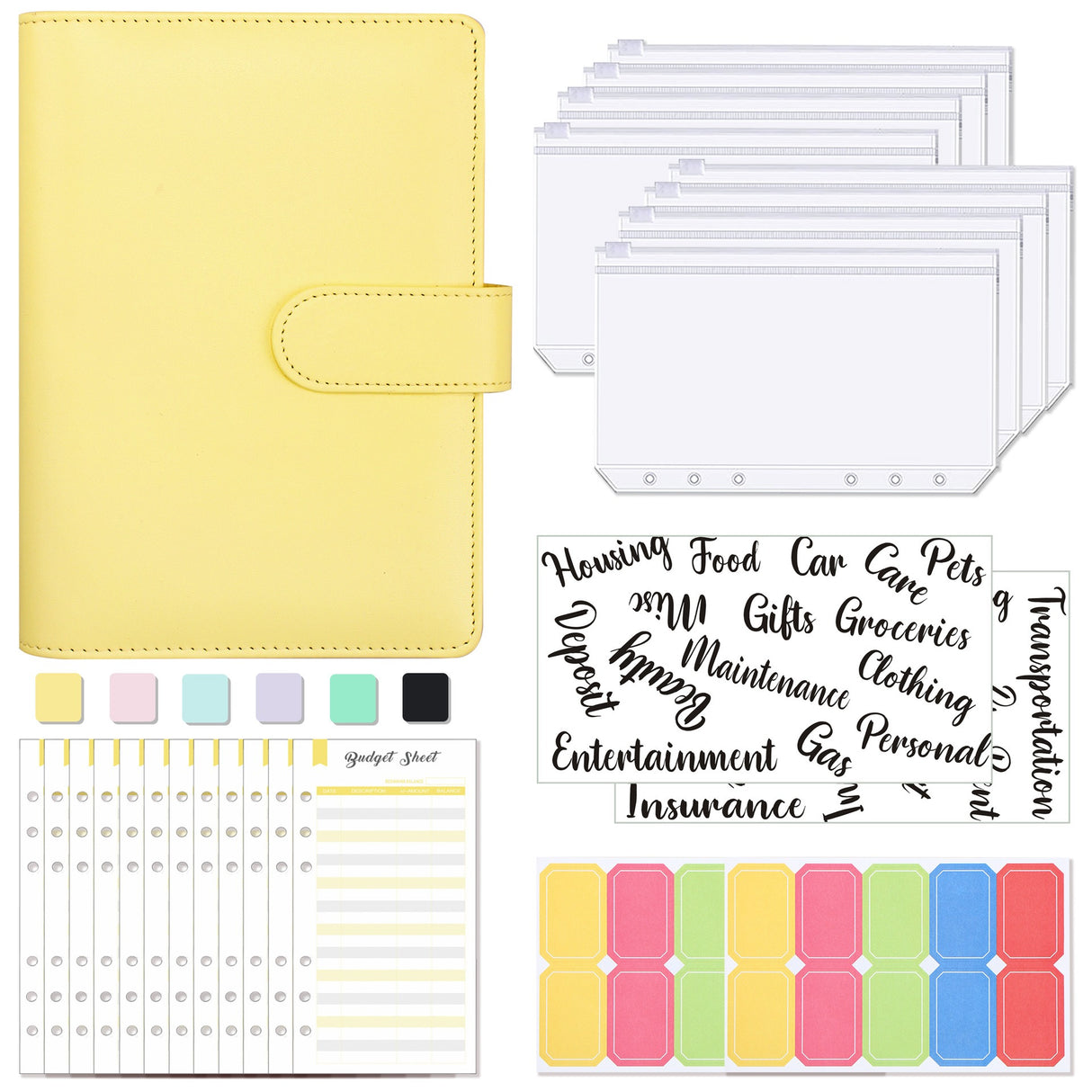 A6 Loose-Leaf Binder Budget Book Macaron Notebook Leather PU Loose-Leaf Book Cash Budget Handbook - V.I.P Digital Presence