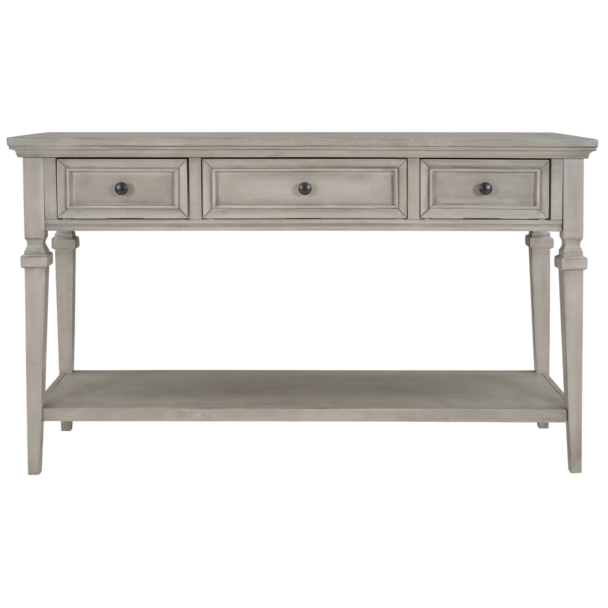 TREXM Classic Retro Style Console Table with Three Top Drawers and Open Style Bottom Shelf (Gray Wash)