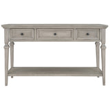 TREXM Classic Retro Style Console Table with Three Top Drawers and Open Style Bottom Shelf (Gray Wash)
