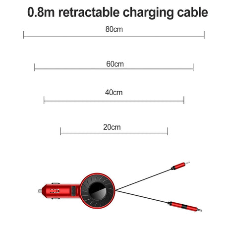 3-IN-1 Car Charger Mobile Phone  Adapter For IOS/Android/Type-C USB Retractable Charging Cable 4.2A Fast Charing For Truck - V.I.P Digital Presence