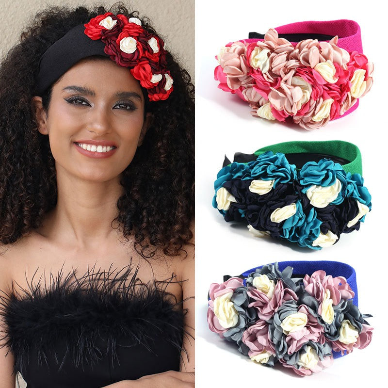 Handmade fabric side three-dimensional flower headband - V.I.P Digital Presence