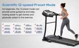 Home folding treadmill with pulse sensor, 2.5-horsepower silent brushless motor, 3-level tilt, 12 preset programs - V.I.P Digital Presence