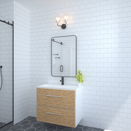 24x36 inch aluminum frame round rectangular bathroom wall mirror, matte black rust proof, tempered glass mirror - V.I.P Digital Presence