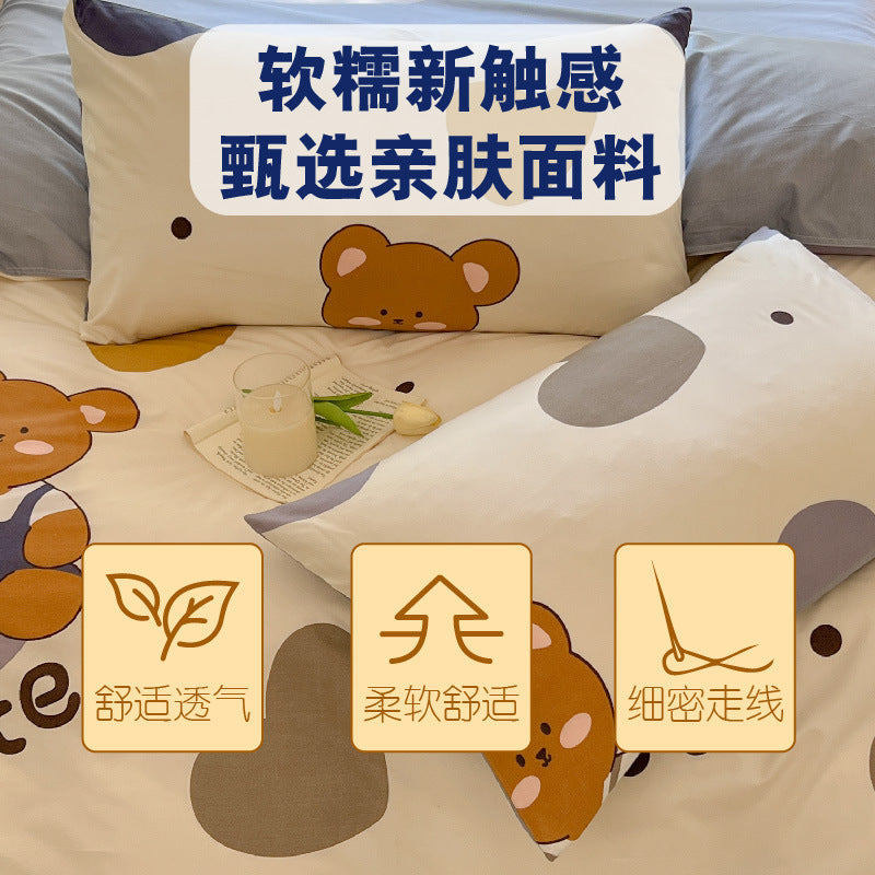 Cartoon Four-Piece Set Fresh Autumn and Winter Single Student Dormitory Bedding Sheet Three-Piece Set Single Quilt Cover - V.I.P Digital Presence