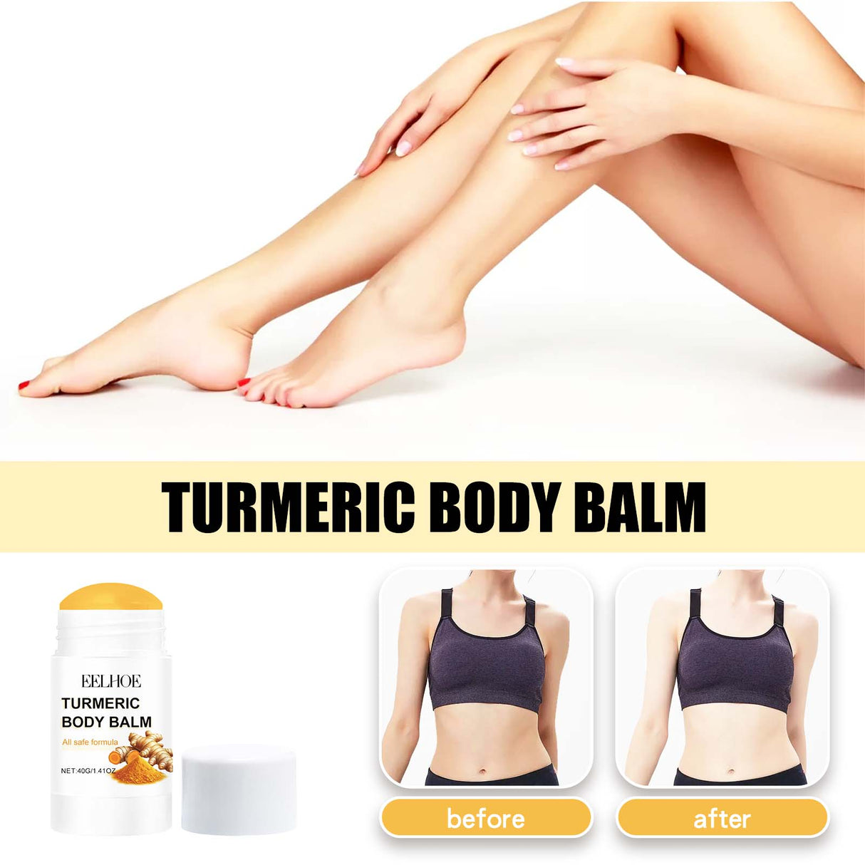 Turmeric Body Balm, Beauty Stick Full Body Care Brightening Moisturizing Hydrating Skin Care Stick - V.I.P Digital Presence