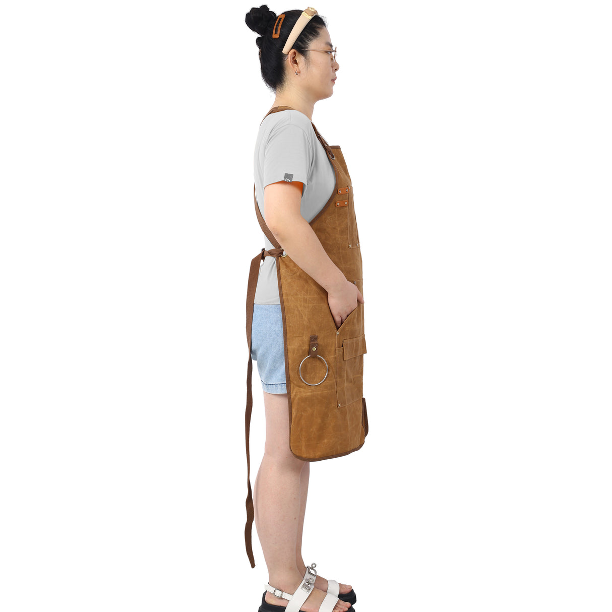 Long heavy-duty waxed canvas tool apron, carpenter apron, carpenter apron, carpenter waterproof 18 ounces - V.I.P Digital Presence