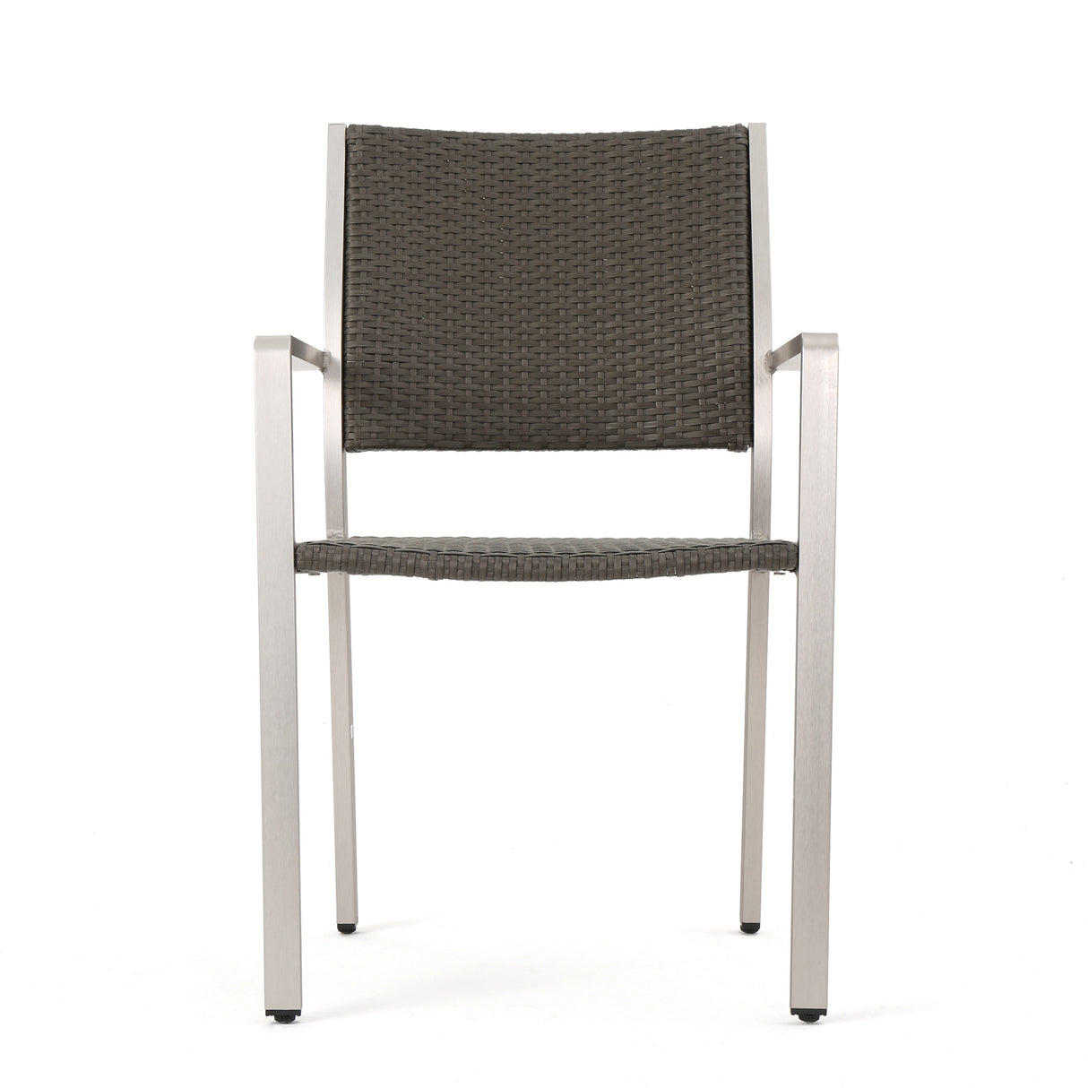 Cape Coral Outdoor Wicker Dining Chairs with Aluminum Frames, 2-Pcs Set, Grey - V.I.P Digital Presence