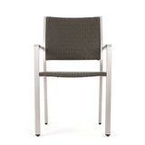 Cape Coral Outdoor Wicker Dining Chairs with Aluminum Frames, 2-Pcs Set, Grey - V.I.P Digital Presence
