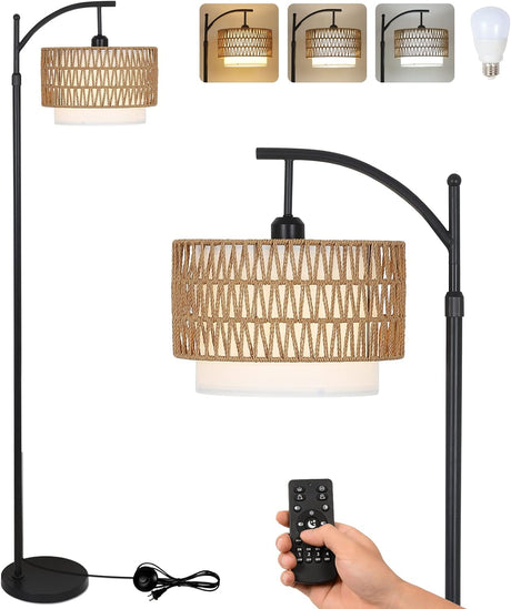 Arc Floor Lamp for Living Room with 3 Color Temperatures, Farmhouse Floor Lamps with Remote & Dimmable Bulb Office - V.I.P Digital Presence
