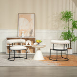 COOLCOOL Boucle dining chair set of two, medieval modern curved backrest chair, round cushion (beige Boucle) - V.I.P Digital Presence