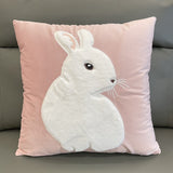 Soft Rabbit Pillow Cover Sofa Cushion Velvet Embroidered Pillow Girl's Heart Pink Cartoon Pillow Cover Cute - V.I.P Digital Presence