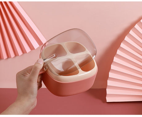Kitchen supplies press type seasoning box contrasting color four grid seasoning box transparent lid with spoon - V.I.P Digital Presence
