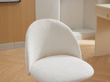 Velvet fabric office chair, mid back adjustable rotating computer chair, black legs, cushioned office chair with wheels ，White - V.I.P Digital Presence