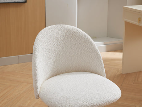 Velvet fabric office chair, mid back adjustable rotating computer chair, black legs, cushioned office chair with wheels ，White - V.I.P Digital Presence