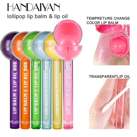 HANDAIYAN  Dual-Use Lollipop Color-Changing Lip Balm Lipstick Moisturizing Lip Oil Lip Gloss - V.I.P Digital Presence