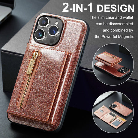 M3 For iPhone 14 Pro Max Glitter Wallet Protective Case iPhone 14 Pro Two In One Magnetic Phone Case - V.I.P Digital Presence