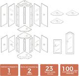 Corner Curio cabinet, adjustable tempered glass frame, rearview mirror, display cabinet, walnut wood (excluding E26 bulbs) - V.I.P Digital Presence