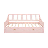 Full Size Daybed with Two Storage Drawers and Support Legs Pink