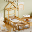 Wooden Twin Size Children's Bed with Detachable Headboard and Integrated Clothes Drying Rack, Natural - V.I.P Digital Presence
