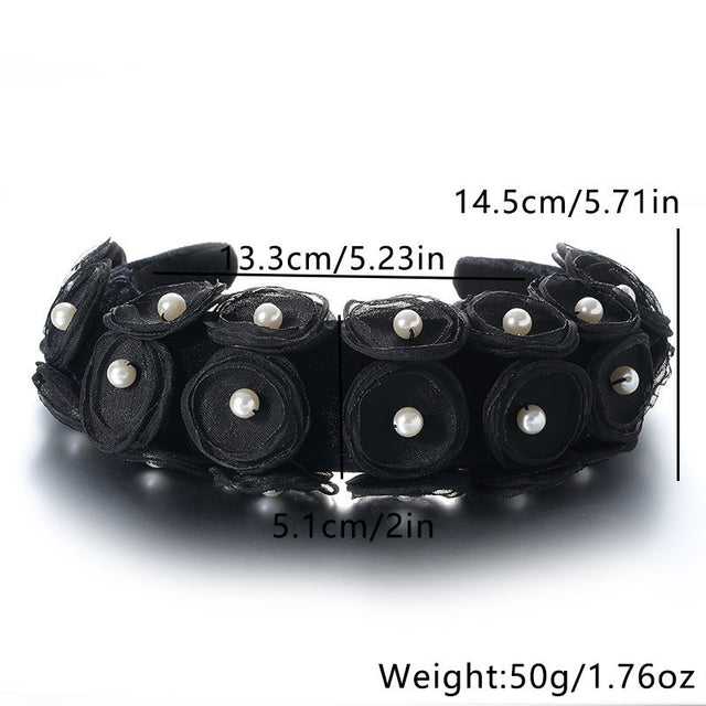 Fashionable fabric pearl flower headband - V.I.P Digital Presence