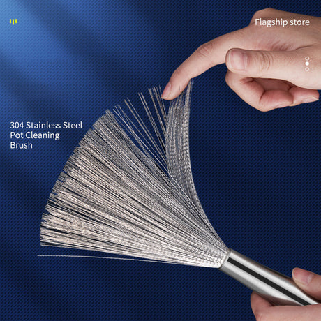 Stainless Steel Pot Brush Dishwashing Pot Brush Long Handle Household Cleaning - V.I.P Digital Presence