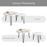 27.56'' Round Nesting Coffee Table Set of 2, Circular Nesting End Table Set Sturdy Metal Base for Living Room, bedroom, White - V.I.P Digital Presence