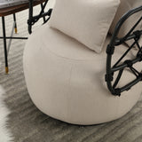 COOLMORE Upholstered Tufted Living Room Chair Textured Linen Fabric Accent Chair with Metal Stand - V.I.P Digital Presence
