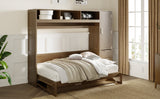 Full Size Murphy Bed with Wardrobe, Drawers and Open Shelves, Antique Grey - V.I.P Digital Presence