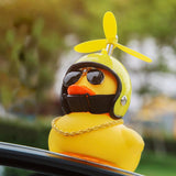 Car Duck with Helmet Broken Wind Small Yellow Duck Road Bike Motor Helmet Riding Cycling Car Accessories Decor Without Lights - V.I.P Digital Presence