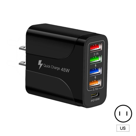 4USB+Type-C mobile phone charger PD18W 5-in-1 charging head 48W charger PD interface charger - V.I.P Digital Presence