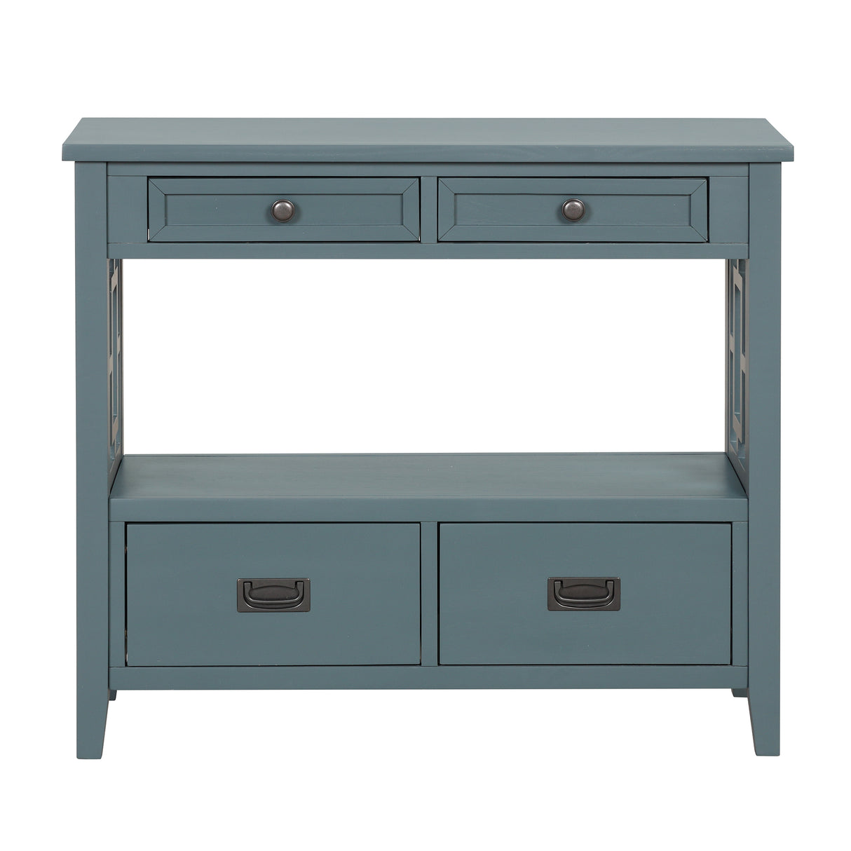 36'' Farmhouse Pine Wood Console Table Entry Sofa Table with 4 Drawers & 1 Storage Shelf ( Blue) - V.I.P Digital Presence