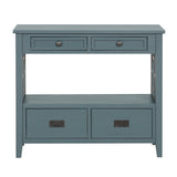 36'' Farmhouse Pine Wood Console Table Entry Sofa Table with 4 Drawers & 1 Storage Shelf ( Blue) - V.I.P Digital Presence