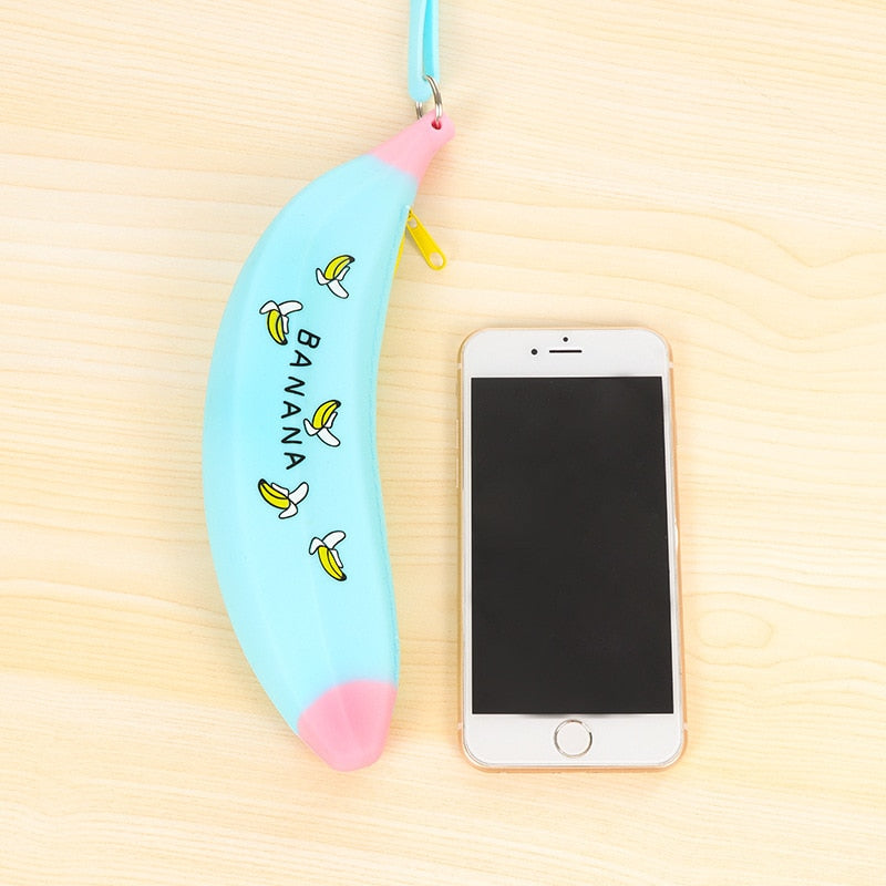 Simple Banana Green Onion Student Pencil Bag Super Cute Silicone Large Capacity Female Pencil Case Purse - V.I.P Digital Presence