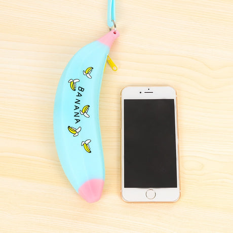 Simple Banana Green Onion Student Pencil Bag Super Cute Silicone Large Capacity Female Pencil Case Purse - V.I.P Digital Presence