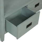 36'' Farmhouse Pine Wood Console Table Entry Sofa Table with 4 Drawers & 1 Storage Shelf (Retro Blue) - V.I.P Digital Presence