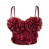 French mesh see through fishbone corset with chest cushion three-dimensional flower shaped outerwear beautiful back - V.I.P Digital Presence