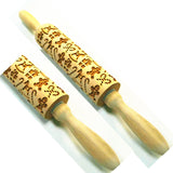 Wooden Rolling Pin Beechwood Laser Engraved Printed Rolling Pin Embossing Christmas Flip Sugar Cookie Rolling Pin - V.I.P Digital Presence