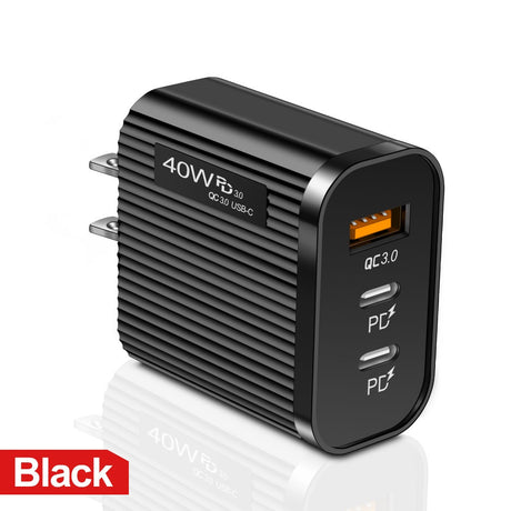 Striped USB+2PD Type-C Mobile Phone Charger Multi Port Travel Charging Head - V.I.P Digital Presence