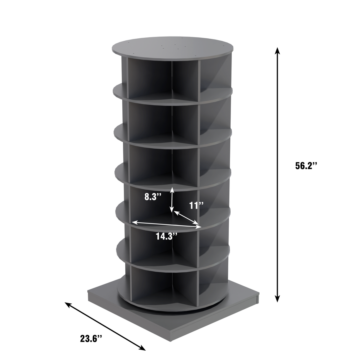 Grey 360 Rotating shoe cabinet 6 layers - V.I.P Digital Presence