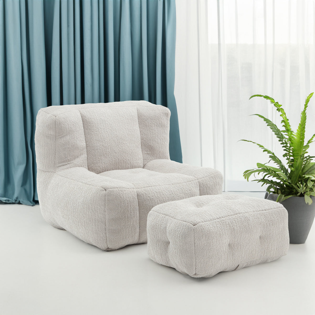 Fluffy bean bag chair Super soft couch chair with memory foam and footstool Indoor modern focus bean bag chair - V.I.P Digital Presence