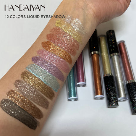 HANDAIYAN 12 Color Single Diamond Liquid Eye Shadow Psychedelic Pearly Shiny Eye Shadow Lying Silkworm Tear Makeup Eye Shadow Liquid - V.I.P Digital Presence